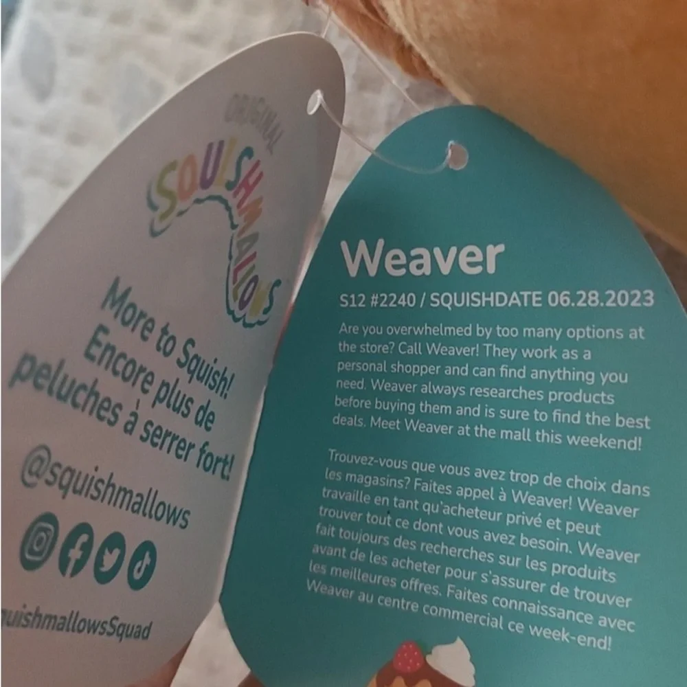 NWT 12” Weaver the Waffle 🧇 with Strawberries 🍓 & Whip Cream Squishmallow